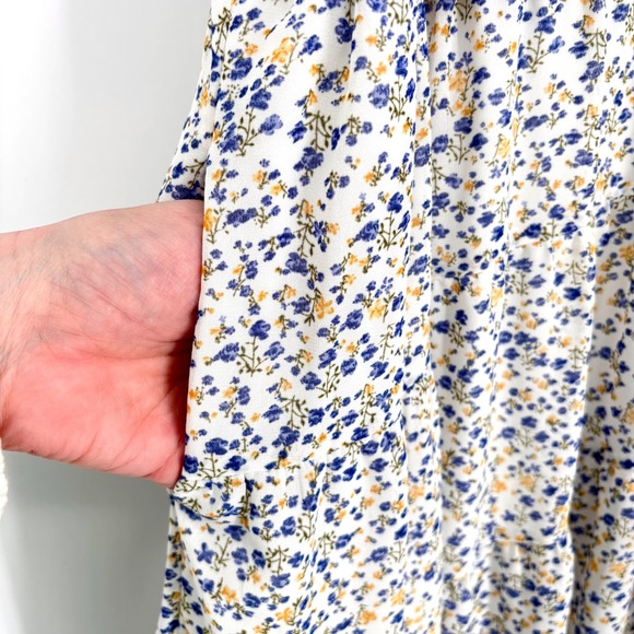 Baltic Born Emiliana Floral Maxi Dress Sz L Twist Front White Blue Yellow Flowy - Picture 6 of 13